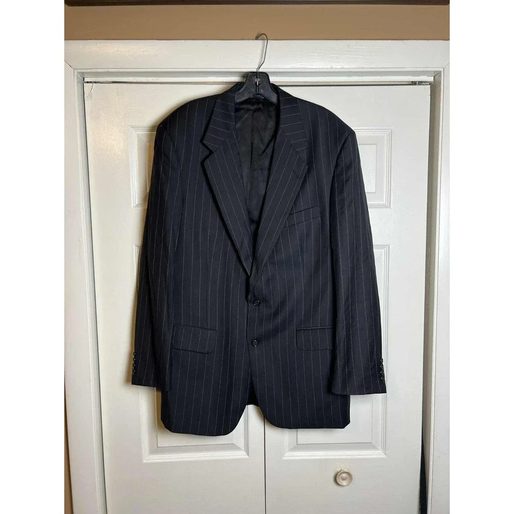 Burberrys Wool Blazer Black Striped 2 Buttons 42r 44rMeasurements In Description